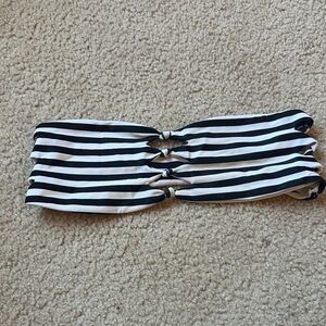 Mikoh Black and White Striped Bandeau Bikini Top size Small